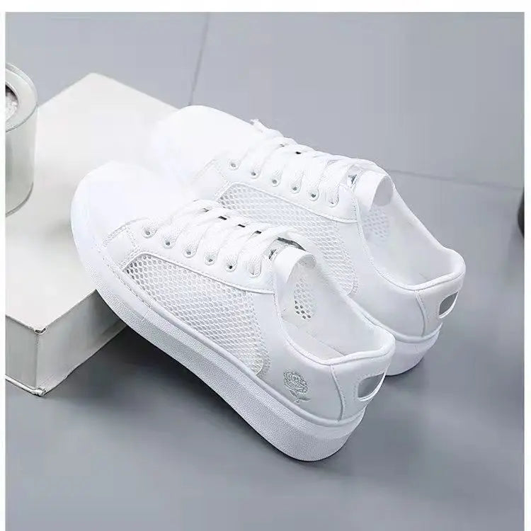 Noverlla™ Women's Embroidered Sneakers – Breathable Lace-Up Casual Shoes