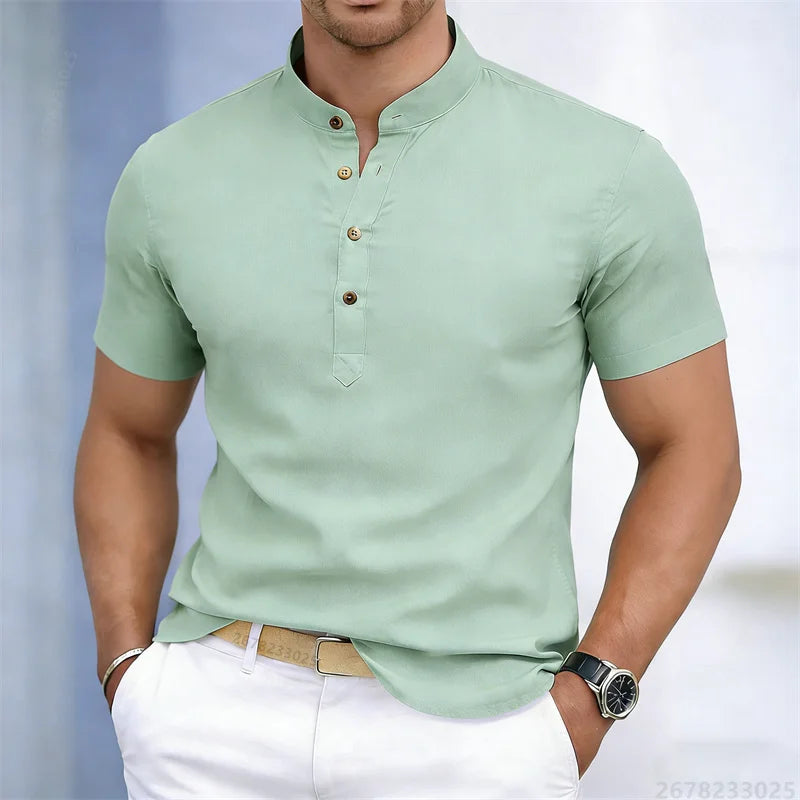 Noverlla™ Premium Stand Collar Polo – Slim Fit Men's Fashion Shirt