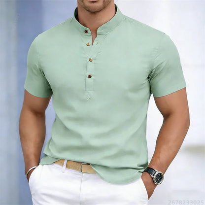 Noverlla™ Premium Stand Collar Polo – Slim Fit Men's Fashion Shirt