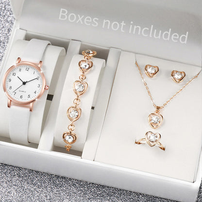 Luxury Women Quartz Watch Set 5/6PCS – Leather Band Diamond Fashion Watches