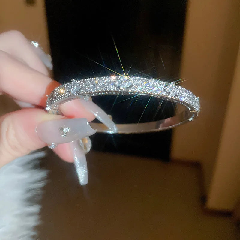 Luxury Cubic Zirconia Bangle Bracelet – Gold Silver Plated Women Jewelry | Noverlla