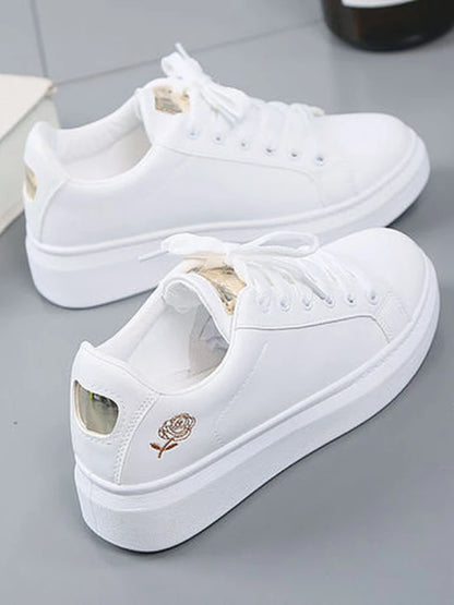 Noverlla™ Women's Embroidered Sneakers – Breathable Lace-Up Casual Shoes