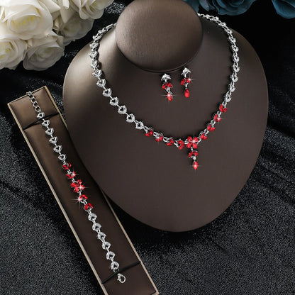 Bridal Leaf Waterdrop Jewelry Set – Earrings & Necklace Luxury Wedding Accessories