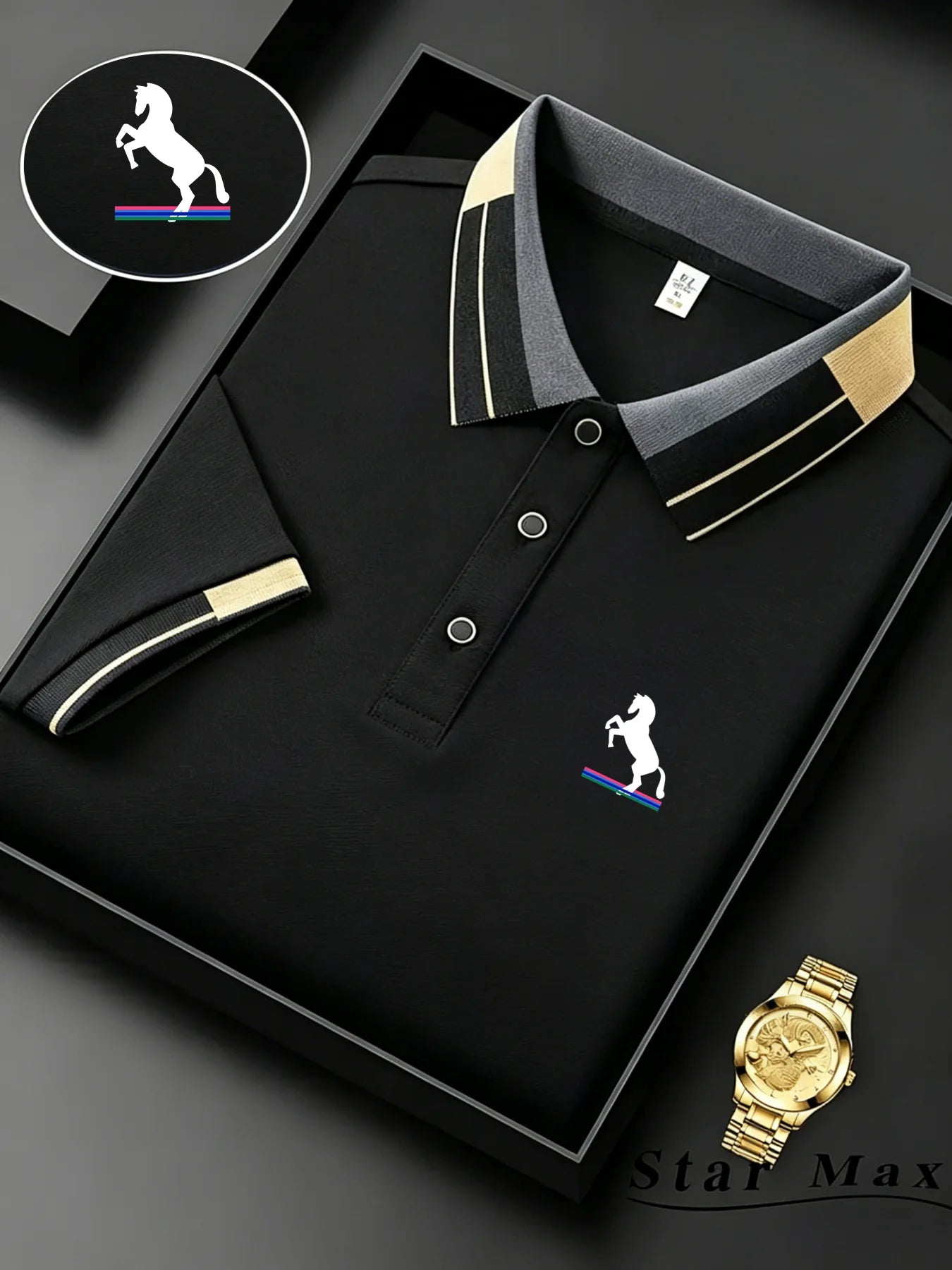 Men’s Luxury Horse Embroidery Polo Shirt – Milan Style Summer Casual Business T-Shirt