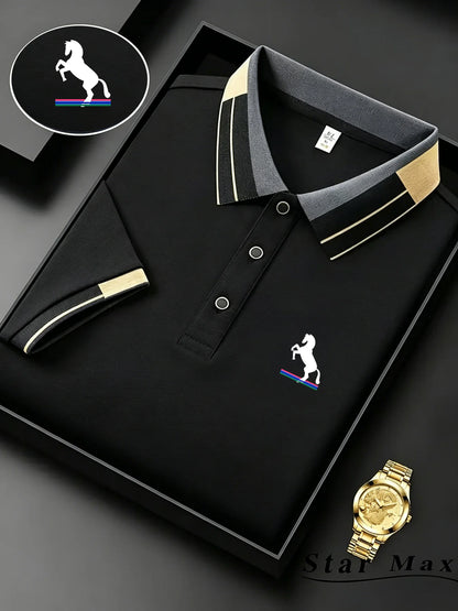 Men’s Luxury Horse Embroidery Polo Shirt – Milan Style Summer Casual Business T-Shirt