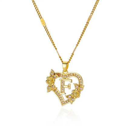 Noverlla™ Personalized Initial Heart Necklace | Gold Stainless Steel Jewelry
