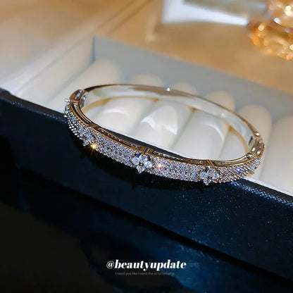 Luxury Cubic Zirconia Bangle Bracelet – Gold Silver Plated Women Jewelry | Noverlla