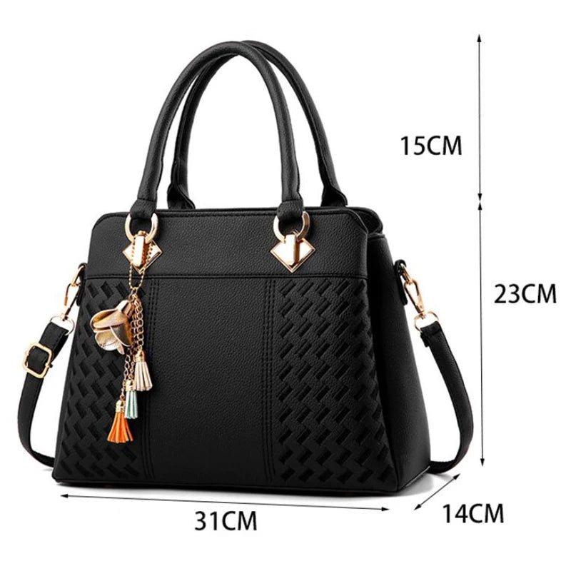 Luxury Women's Shoulder Bag – Embroidered Large Capacity Tote with Tassel