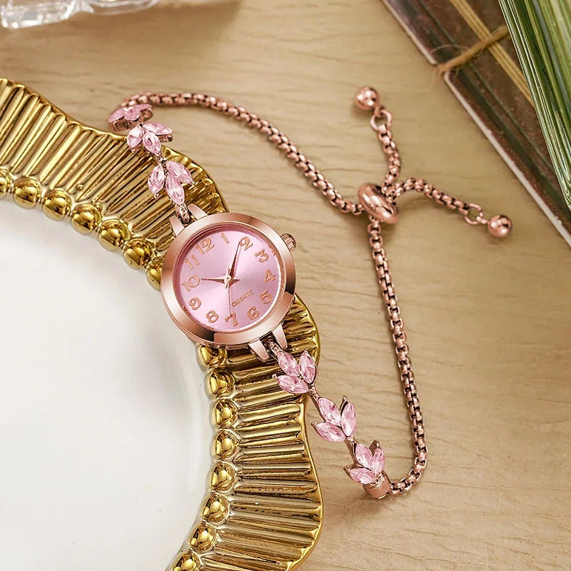 Elegant Women’s Quartz Watch – Luxury Rhinestone Bracelet Watch Gift