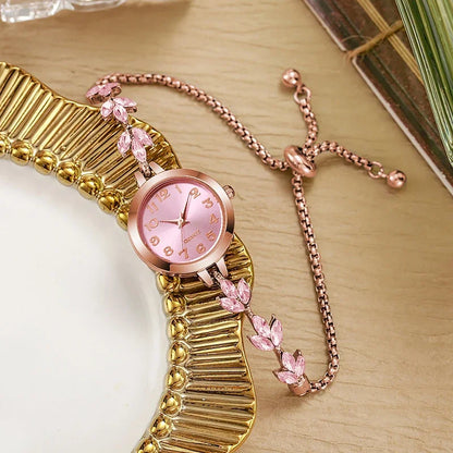 Elegant Women’s Quartz Watch – Luxury Rhinestone Bracelet Watch Gift