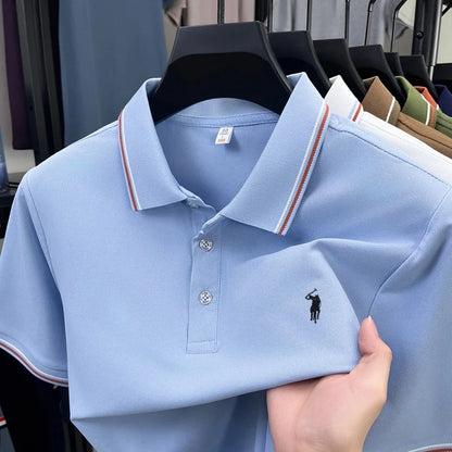 Noverlla™ Men's Luxury Polo Shirt – Short Sleeve Business Casual Top with Embroidered Detail