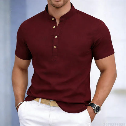 Noverlla™ Premium Stand Collar Polo – Slim Fit Men's Fashion Shirt