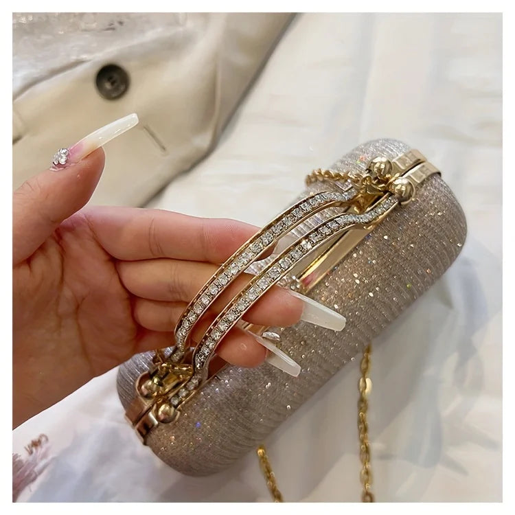 Noverlla Rhinestone Evening Clutch – Luxury Mini Chain Party Bag