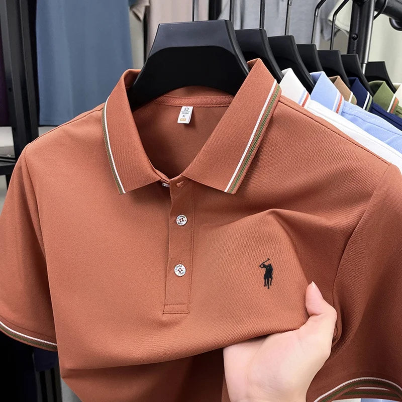 Noverlla™ Men's Luxury Polo Shirt – Short Sleeve Business Casual Top with Embroidered Detail