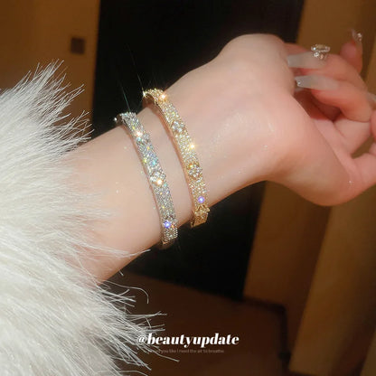 Luxury Cubic Zirconia Bangle Bracelet – Gold Silver Plated Women Jewelry | Noverlla