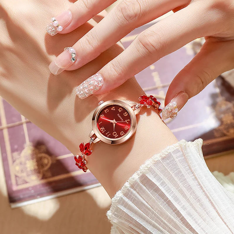 Elegant Women’s Quartz Watch – Luxury Rhinestone Bracelet Watch Gift