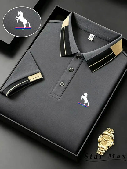 Men’s Luxury Horse Embroidery Polo Shirt – Milan Style Summer Casual Business T-Shirt