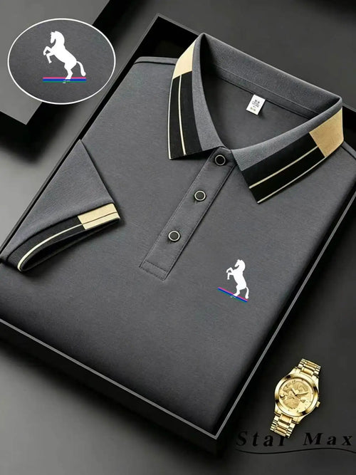 Men’s Luxury Horse Embroidery Polo Shirt – Milan Style Summer Casual Business T-Shirt