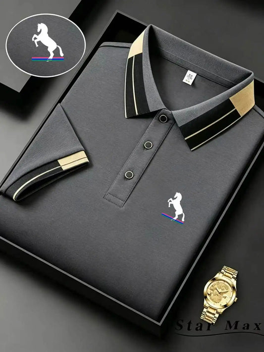 Men’s Luxury Horse Embroidery Polo Shirt – Milan Style Summer Casual Business T-Shirt