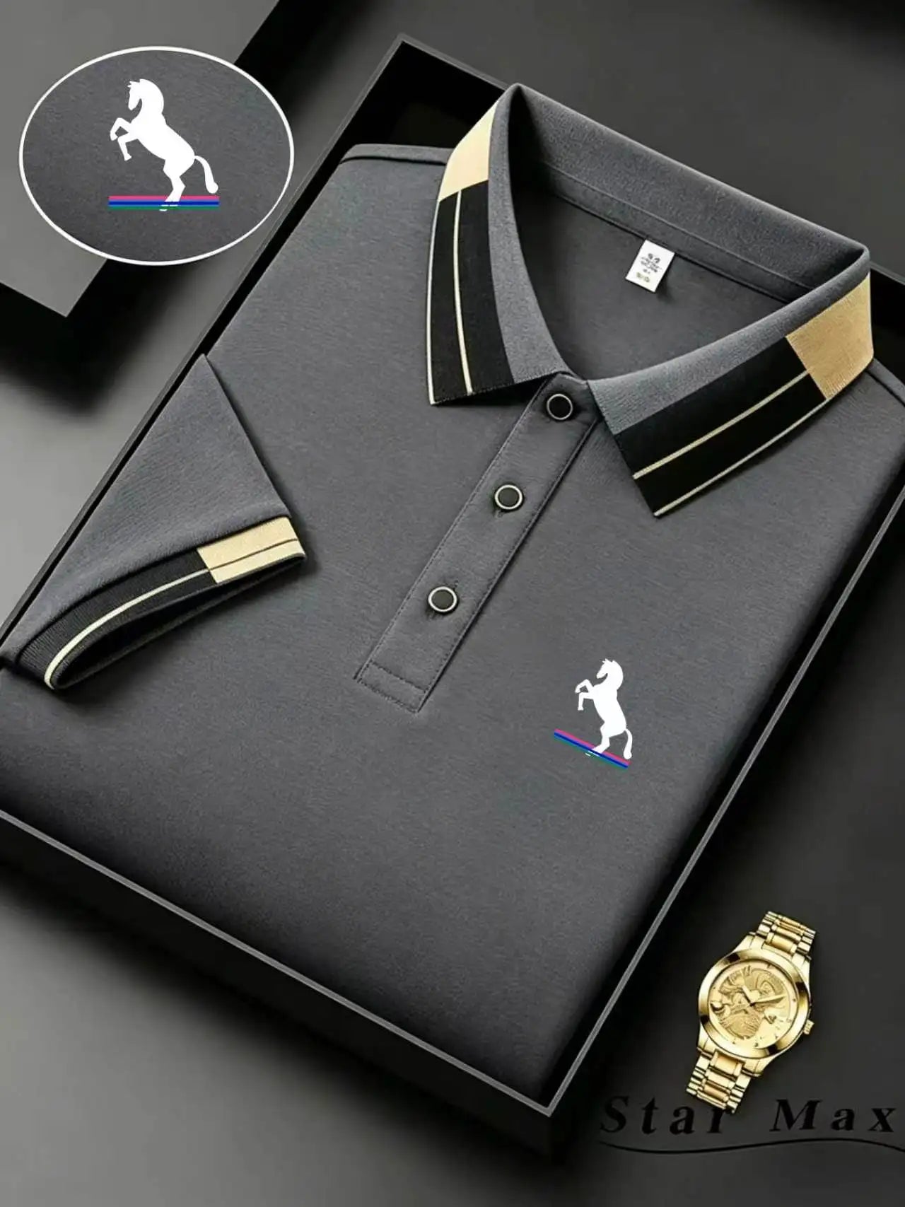 Men’s Luxury Horse Embroidery Polo Shirt – Milan Style Summer Casual Business T-Shirt