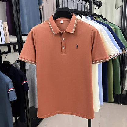 Noverlla™ Men's Luxury Polo Shirt – Short Sleeve Business Casual Top with Embroidered Detail