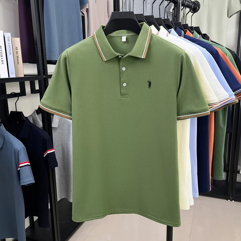 Noverlla™ Men's Luxury Polo Shirt – Short Sleeve Business Casual Top with Embroidered Detail