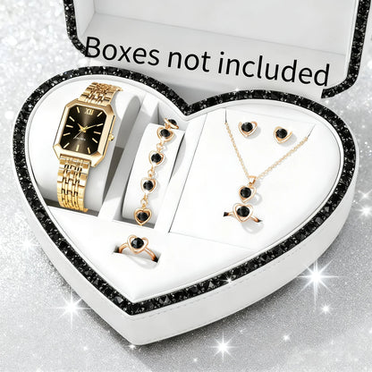 Elegant Gold Women's Gift Set – Quartz Watch with Matching Jewelry Collection