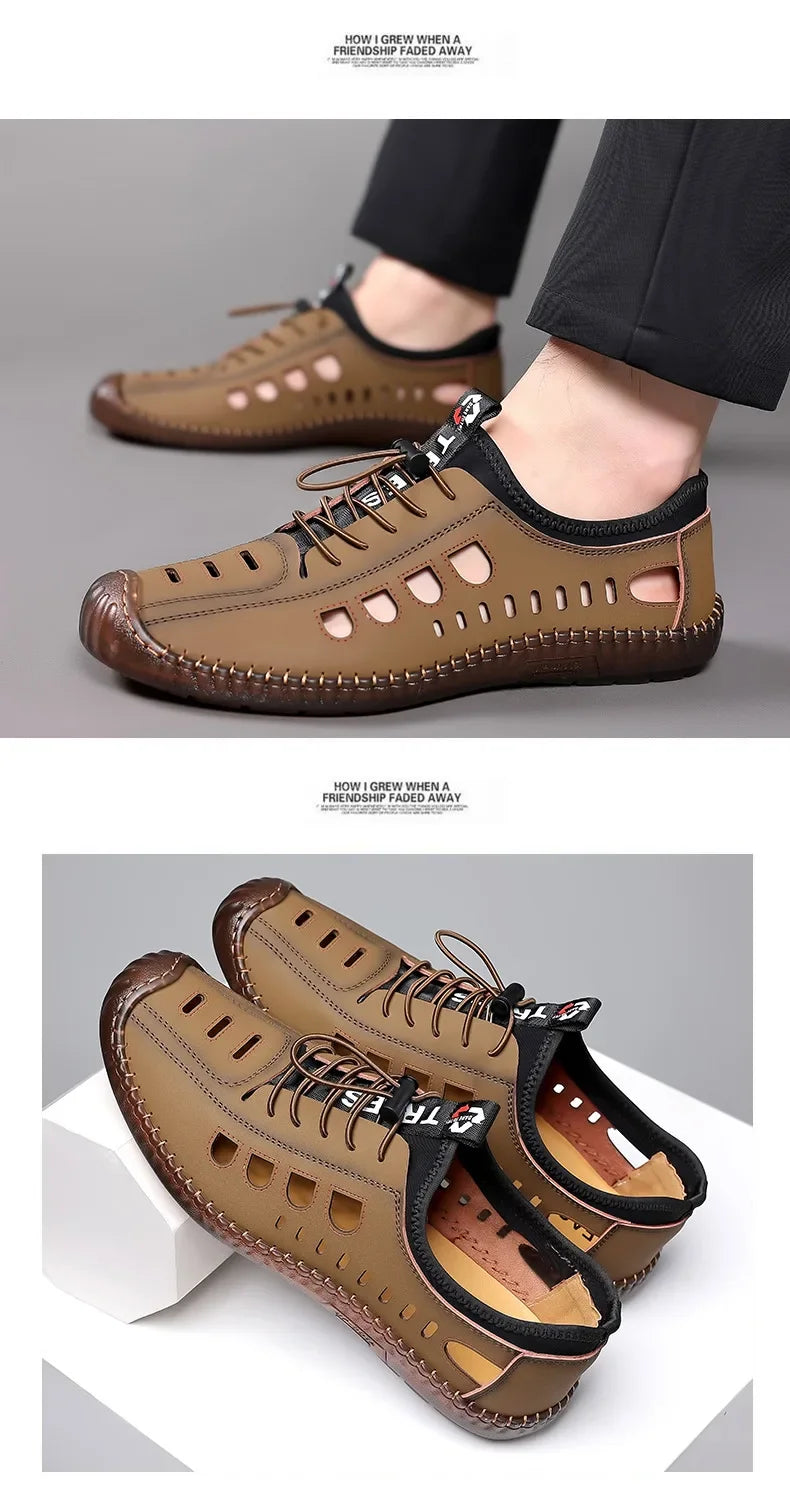 Noverlla™ Men's Leather Sandals – Breathable Non-Slip Summer Outdoor Shoes