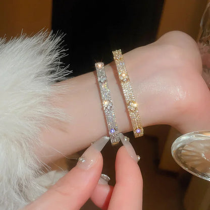Luxury Cubic Zirconia Bangle Bracelet – Gold Silver Plated Women Jewelry | Noverlla