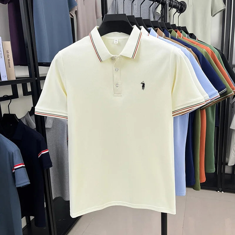 Noverlla™ Men's Luxury Polo Shirt – Short Sleeve Business Casual Top with Embroidered Detail