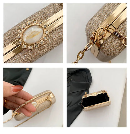 Luxury Glitter Clutch Bag for Women – Evening Party & Wedding Handbag with Chain