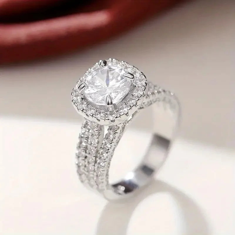 Noverlla™ Classic Square-Cut Moissanite Ring – 925 Sterling Silver Engagement Jewelry