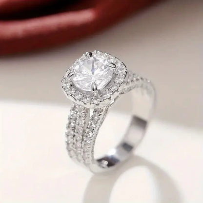 Noverlla™ Classic Square-Cut Moissanite Ring – 925 Sterling Silver Engagement Jewelry