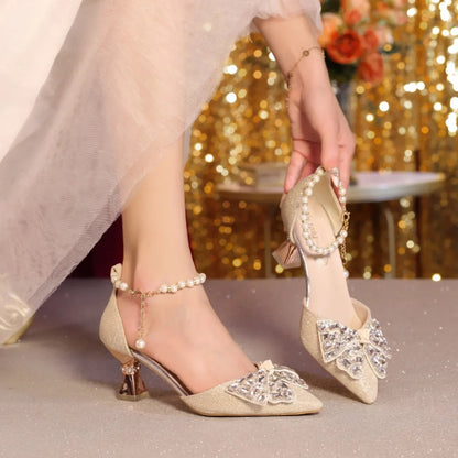 Noverlla™ Rhinestone Butterfly Heels – Elegant Pointed-Toe Party Sandals for Women