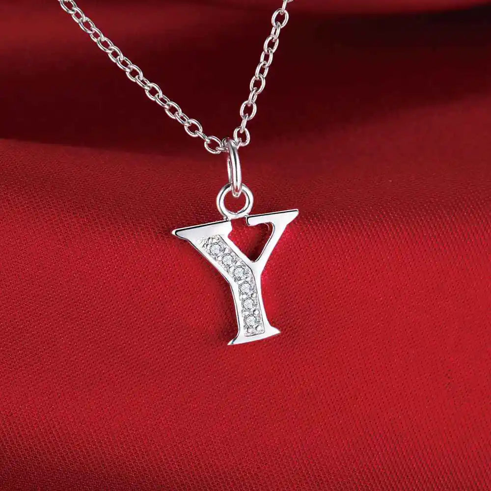 Noverlla 925 Sterling Silver Initial Necklace – Zircon Zirconia Pendant for Women