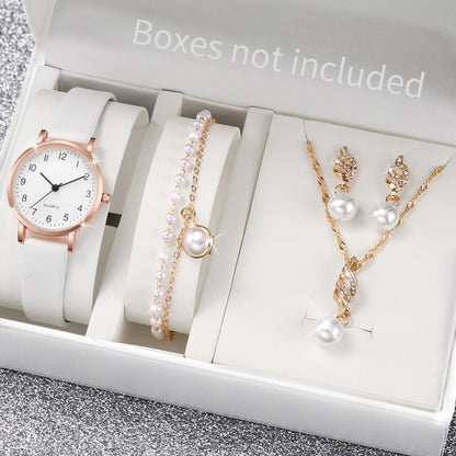 Luxury Women Quartz Watch Set 5/6PCS – Leather Band Diamond Fashion Watches