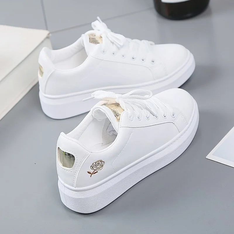 Noverlla™ Women's Embroidered Sneakers – Breathable Lace-Up Casual Shoes