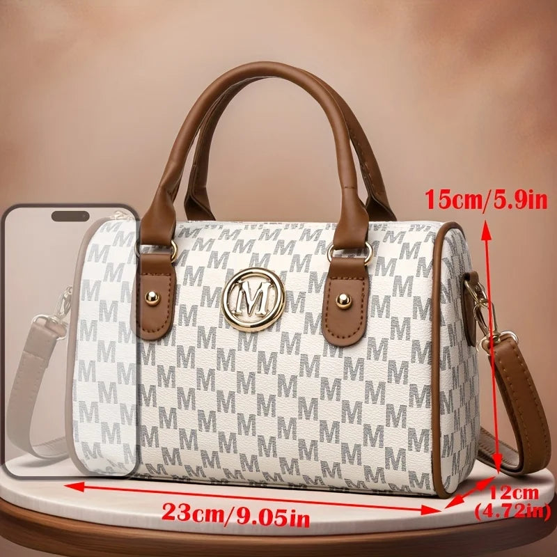 Noverlla™ Monogram “M” Shoulder Bag – Luxury Faux Leather Crossbody for Women