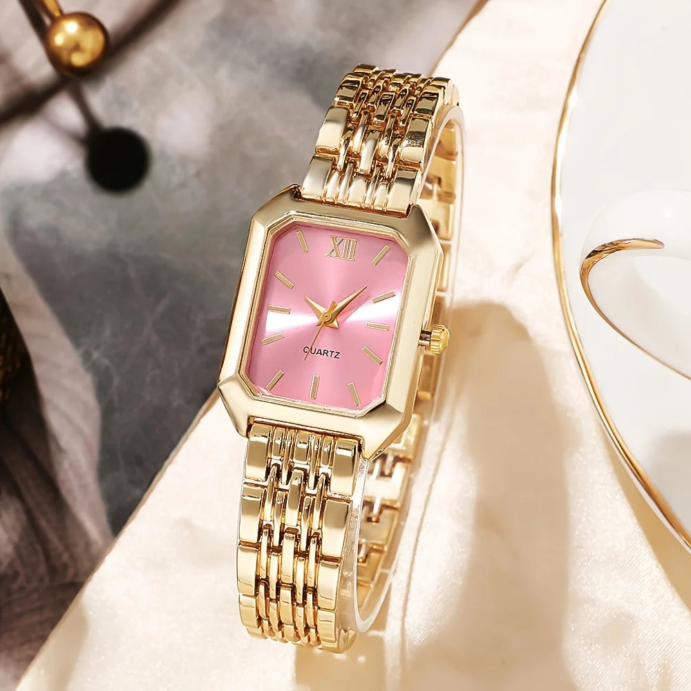 Elegant Gold Women's Gift Set – Quartz Watch with Matching Jewelry Collection