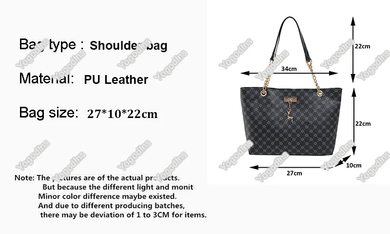 Elegant Soft Leather Tote Bag for Women – Large Shoulder Bag with Charm