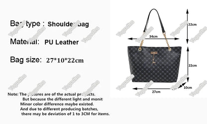 Elegant Soft Leather Tote Bag for Women – Large Shoulder Bag with Charm