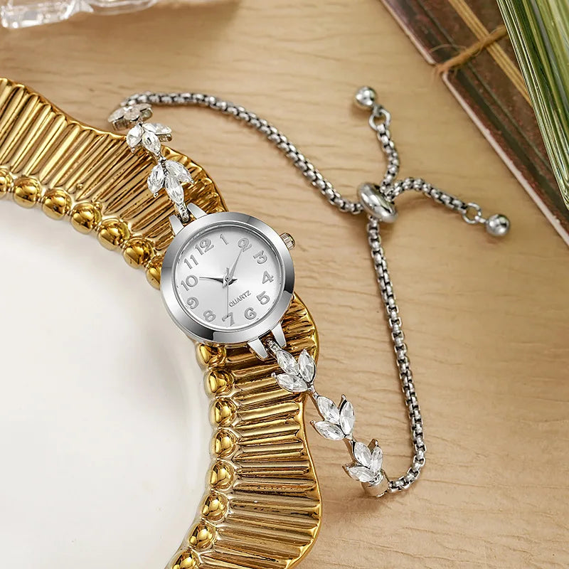 Elegant Women’s Quartz Watch – Luxury Rhinestone Bracelet Watch Gift