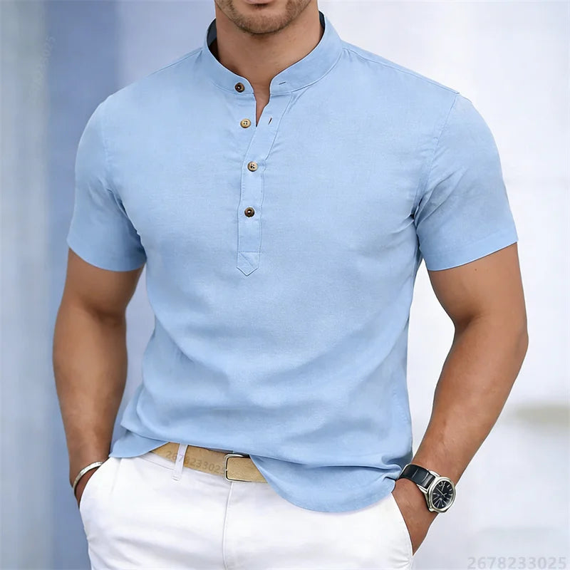 Noverlla™ Premium Stand Collar Polo – Slim Fit Men's Fashion Shirt