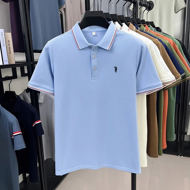 Noverlla™ Men's Luxury Polo Shirt – Short Sleeve Business Casual Top with Embroidered Detail