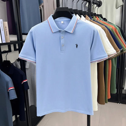 Noverlla™ Men's Luxury Polo Shirt – Short Sleeve Business Casual Top with Embroidered Detail
