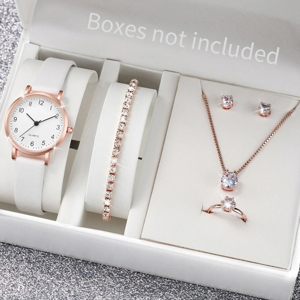 Luxury Women Quartz Watch Set 5/6PCS – Leather Band Diamond Fashion Watches