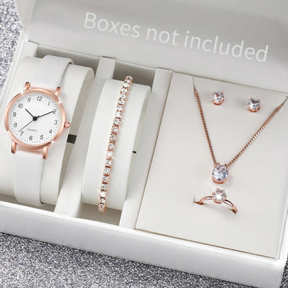 Luxury Women Quartz Watch Set 5/6PCS – Leather Band Diamond Fashion Watches