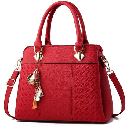 Luxury Women's Shoulder Bag – Embroidered Large Capacity Tote with Tassel