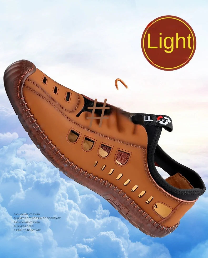 Noverlla™ Men's Leather Sandals – Breathable Non-Slip Summer Outdoor Shoes