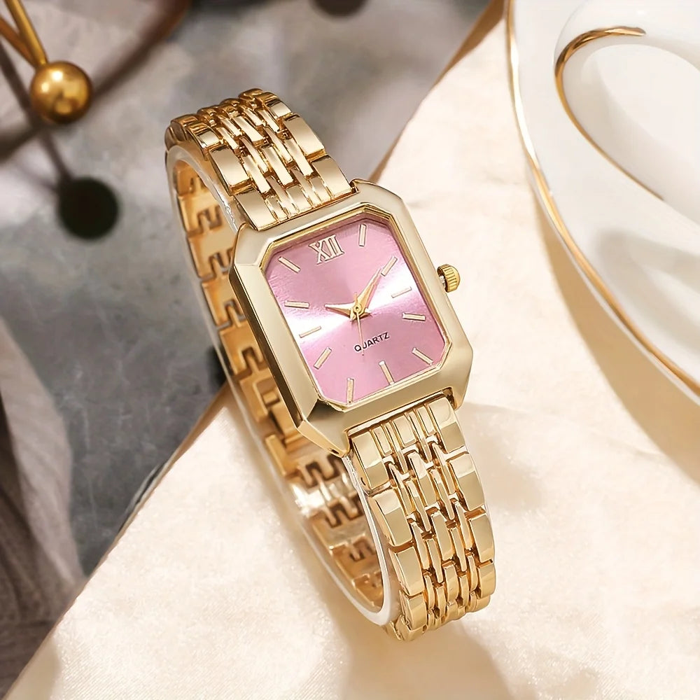 Elegant Gold Women's Gift Set – Quartz Watch with Matching Jewelry Collection